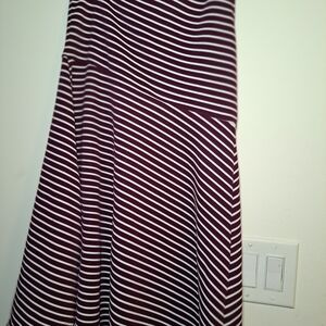 Cream and Red A-Line Midi Skirt for Work